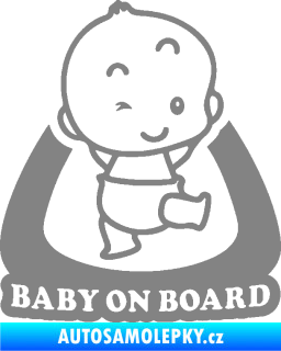 Samolepka Baby on board 011 pravá s nápisem šedá