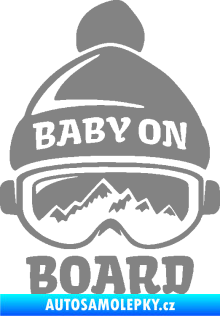 Samolepka Baby on board 012 levá na horách šedá
