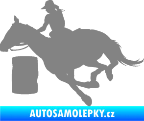 Samolepka Barrel racing 001 levá cowgirl rodeo šedá