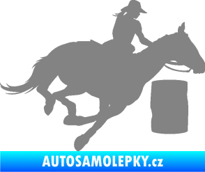Samolepka Barrel racing 001 pravá cowgirl rodeo šedá