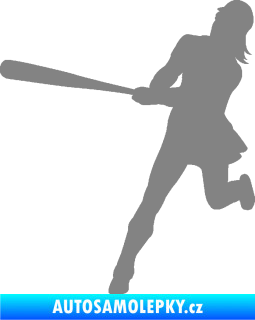 Samolepka Baseball 020 levá hráčka šedá