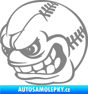 Samolepka Baseballový míček 001 levá s obličejem šedá