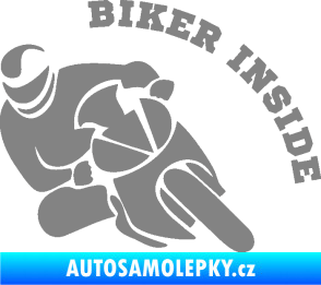 Samolepka Biker inside 002 levá motorkář šedá