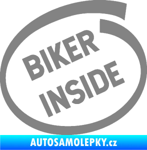 Samolepka Biker inside 005 nápis šedá
