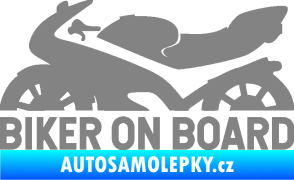Samolepka Biker on board levá motorka šedá