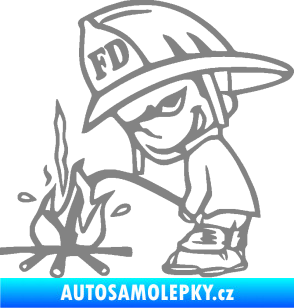 Samolepka Boy čůrá 004 hasič levá šedá