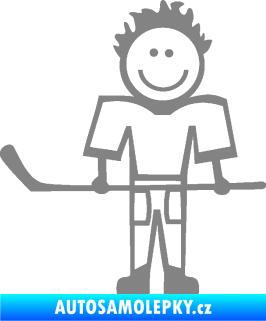 Samolepka Cartoon family kluk 002 levá hokejista šedá