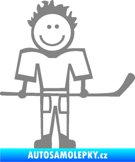 Samolepka Cartoon family kluk 002 pravá hokejista šedá