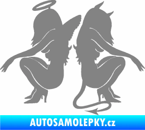 Samolepka Čertice 007 pravá s andělem šedá