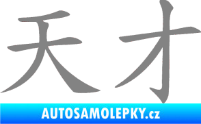 Samolepka Čínský znak Genius šedá