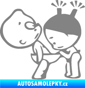 Samolepka Děti kuk do kalhot pravá šedá