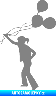 Samolepka Děti silueta 006 levá holka s balónky šedá