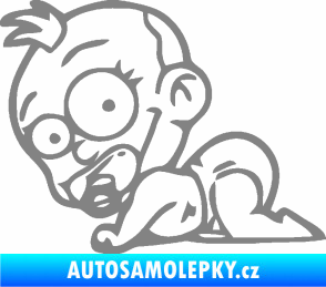 Samolepka Dítě v autě 067 levá lezoucí miminko šedá