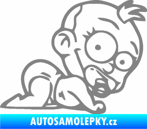 Samolepka Dítě v autě 067 pravá lezoucí miminko šedá