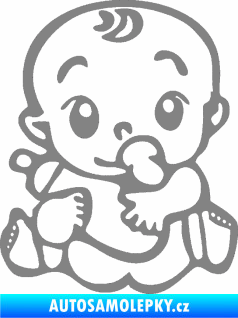 Samolepka Dítě v autě 069 levá mimčo s lahvičkou šedá
