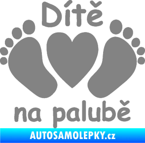 Samolepka Dítě v autě 089 nožičky s nápisem šedá