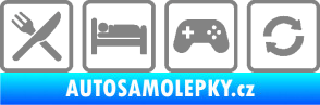 Samolepka Eat sleep game repeat hrát počítačové hry šedá