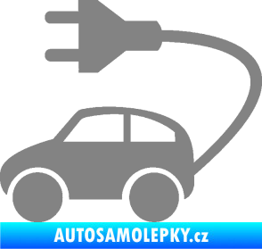 Samolepka Elektro auto 002 levá symbol zásuvka šedá