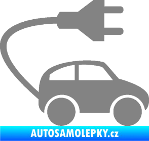 Samolepka Elektro auto 002 pravá symbol zásuvka šedá