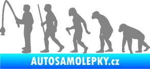 Samolepka Evoluce 005 rybář levá šedá