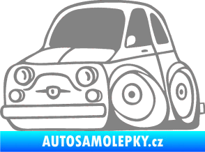 Samolepka Fiat 500 karikatura levá šedá