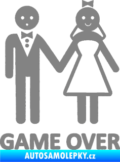 Samolepka Game over varianta svatba šedá