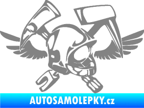 Samolepka Hasič 011 pravá helma šedá