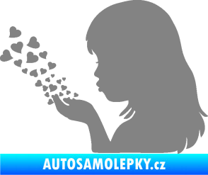 Samolepka Holčička se srdíčky levá šedá