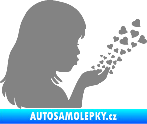 Samolepka Holčička se srdíčky pravá šedá