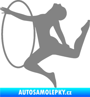 Samolepka Hula Hop 002 levá gymnastka s obručí šedá