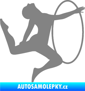 Samolepka Hula Hop 002 pravá gymnastka s obručí šedá