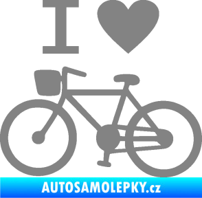 Samolepka I love cycling levá šedá