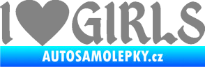 Samolepka I love girls nápis se srdcem šedá