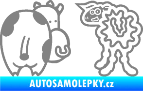 Samolepka JDM kravička a ovečka 001 levá šedá