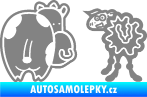 Samolepka JDM kravička a ovečka 002 levá šedá