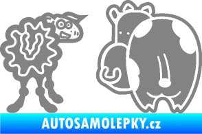 Samolepka JDM kravička a ovečka 002 pravá šedá