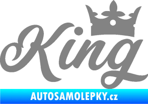 Samolepka King nápis s korunou šedá
