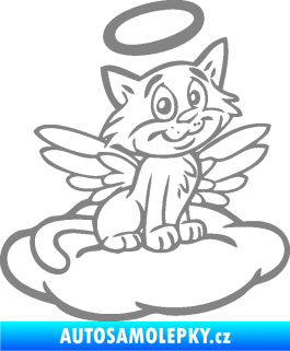 Samolepka Kočka 020 pravá andílek na obláčku šedá