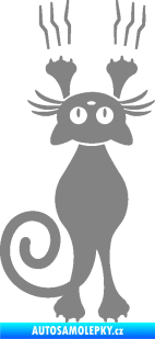 Samolepka Kočka 023 levá s drápanci šedá