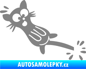 Samolepka Kočka přivřená do dveří levá šedá