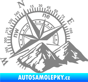 Samolepka Kompas 002 levá hory šedá