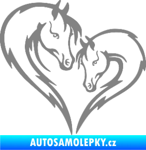 Samolepka Koníci 002 - levá srdíčko kůň s hříbátkem šedá
