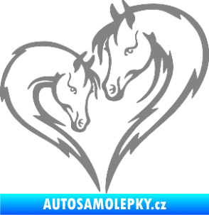 Samolepka Koníci 002 - pravá srdíčko kůň s hříbátkem šedá