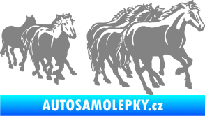 Samolepka Koníci 005 stádo pravá šedá
