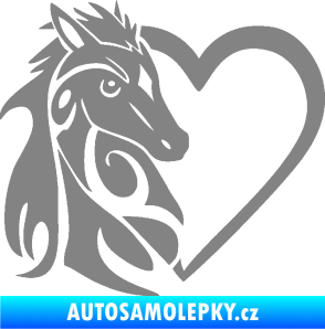 Samolepka Koník love 001 levá hříbátko v srdíčku šedá