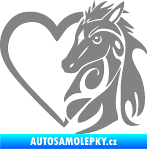 Samolepka Koník love 001 pravá hříbátko v srdíčku šedá