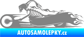 Samolepka Kostra na motorce s plameny levá šedá