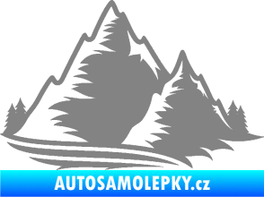 Samolepka Krajina hory 003 pravá šedá