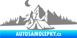 Samolepka Krajina hory 023 levá kempování šedá