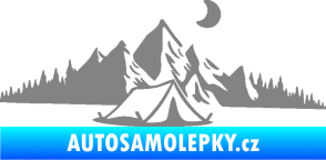Samolepka Krajina hory 023 pravá kempování šedá